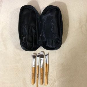 Makeup brush case with new makeup brushes